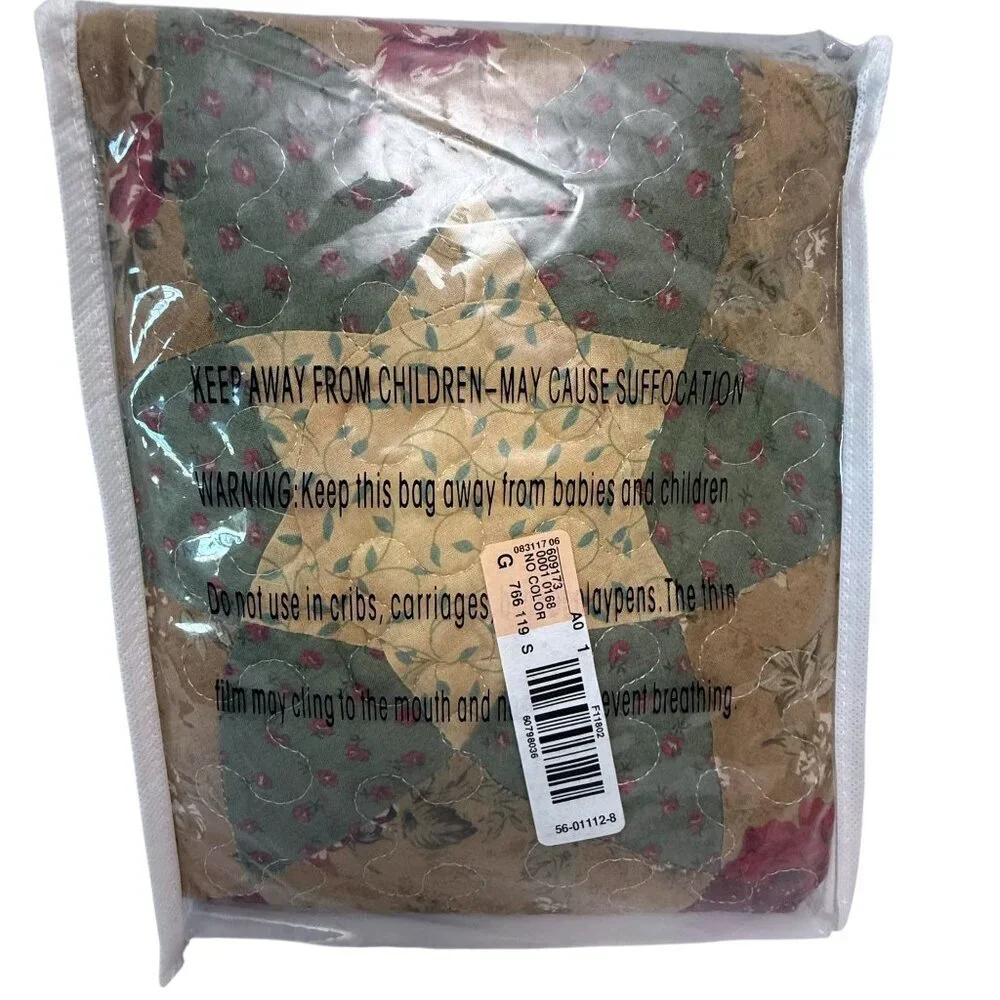 Country Quilt Pillow Shams Set of 2 Quilted Star Pillowcases New